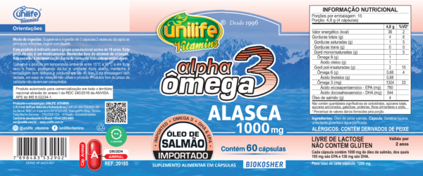 Alpha Ômega 3 - Óleo de Salmão - 60 cápsulas 1000 mg | Unilife - Imagem 2
