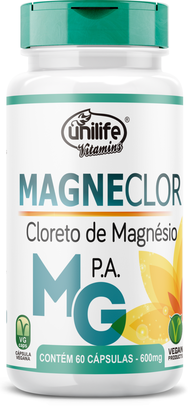Cloreto de Magnésio P.A. MagneClor em cápsulas 600 mg - 60 CAPS | Unilife
