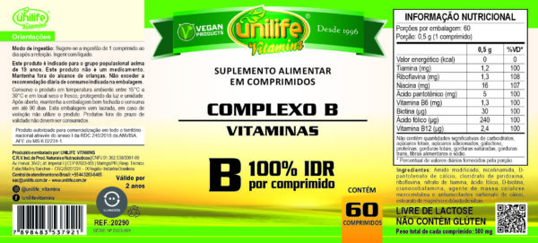 Complexo B - 60 comprimidos 500 mg | Unilife - Imagem 2