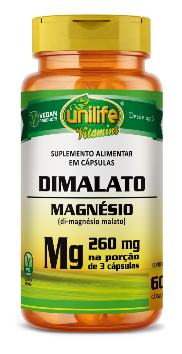 Magnésio Dimalato - 60 cápsulas 800 mg | Unilife