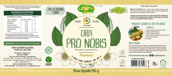 Ora Pro-Nóbis Puro em pó - 150gr | Unilife - Imagem 2