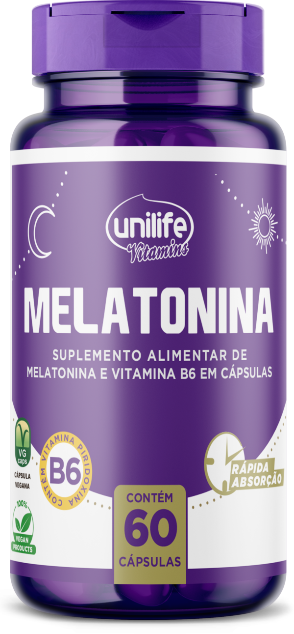 Melatonina com Vitamina B6 - 60 cápsulas 350 mg | Unilife