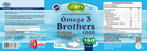 Ômega 3 Brothers - 180 cápsulas 1200 mg | Unilife - Imagem 2