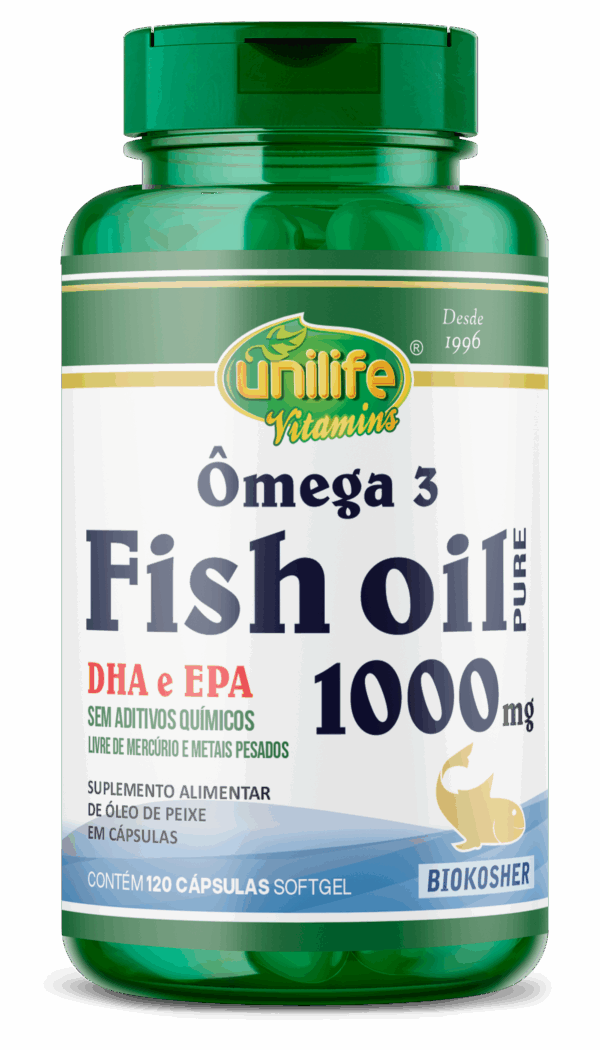 Ômega 3 Fish Oil Pure 120 cápsulas 1000 mg | Unilife