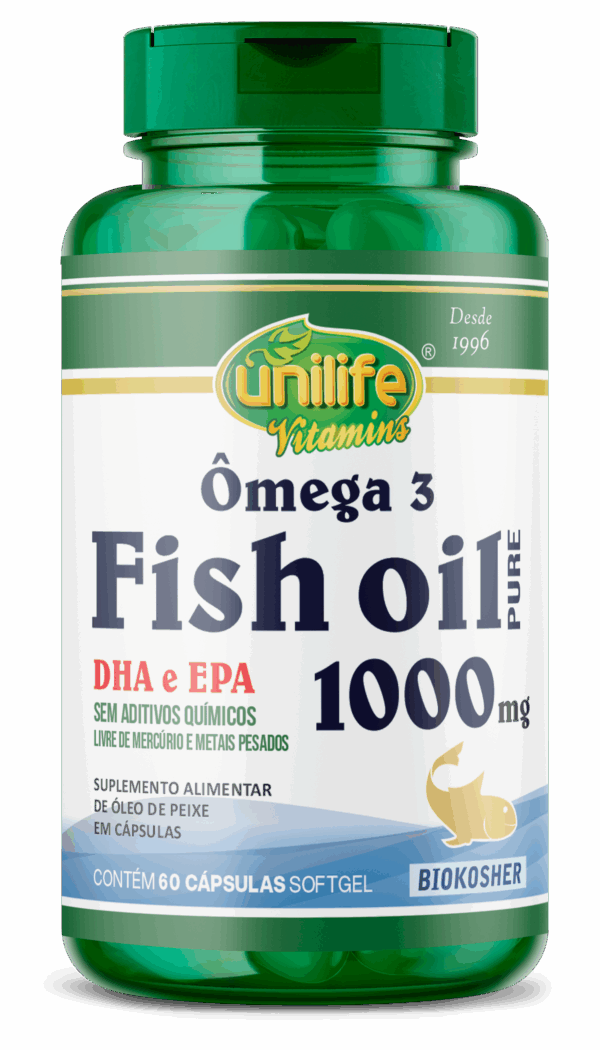 Ômega 3 Fish Oil Pure 60 cápsulas 1000 mg | Unilife