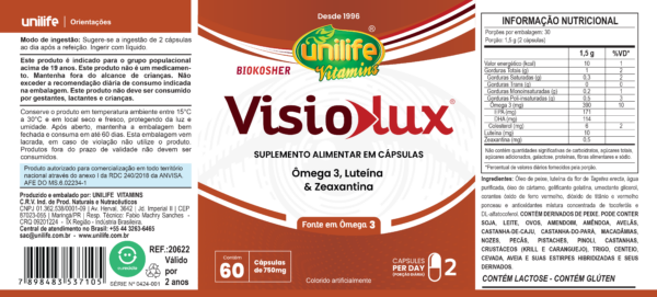 Visiolux - 60 cápsulas 750 mg | Unilife - Imagem 3