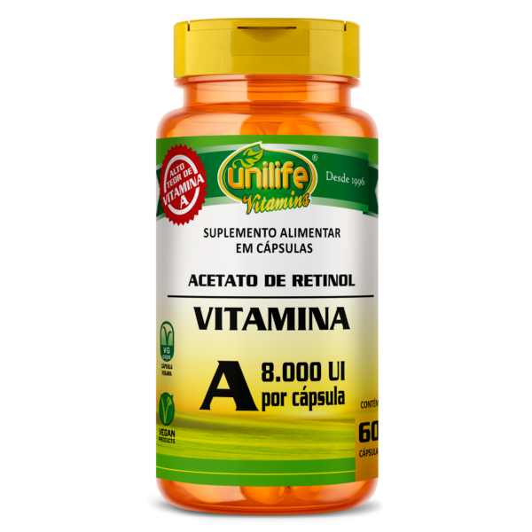 Vitamina A - Acetato de Retinol - 60 cápsulas 500 mg | Unilife