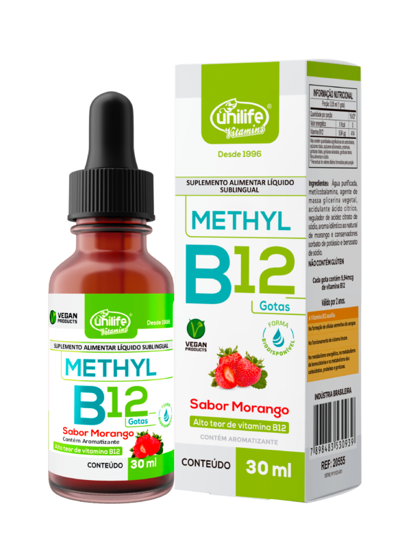 Vitamina B12 - Methyl Gotas 30 ml - Sabor Morango | Unilife - Imagem 3