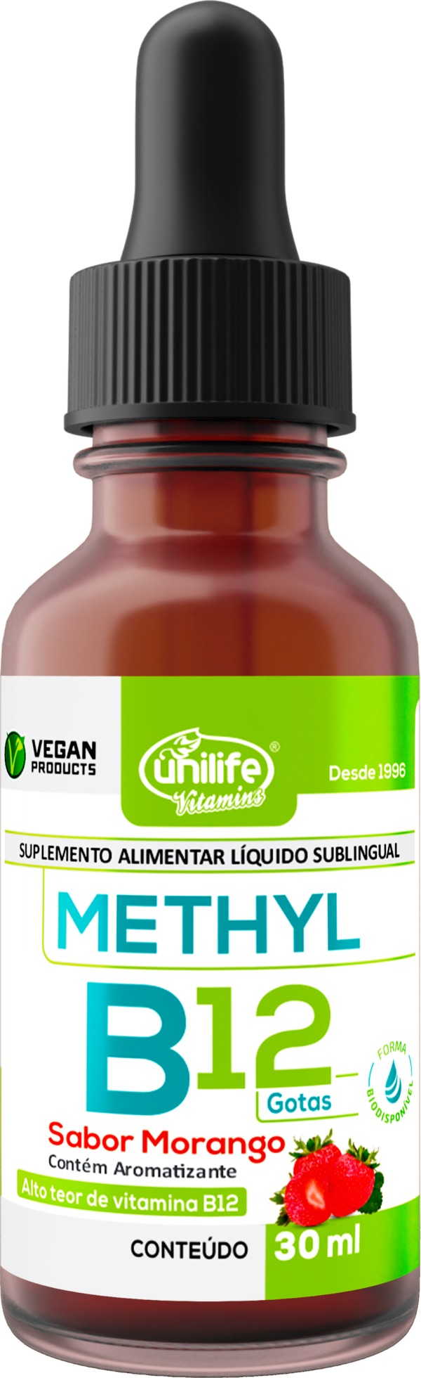 Vitamina B12 - Methyl Gotas 30 ml - Sabor Morango | Unilife - Imagem 2