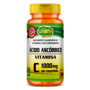 Vitamina C 1000 mg Alto Teor - Ácido Ascórbico - 30 comprimidos 1000 mg | Unilife