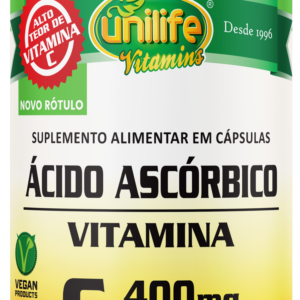 Vitamina C 400 mg - Ácido Ascórbico - 60 cápsulas 750 mg | Unilife