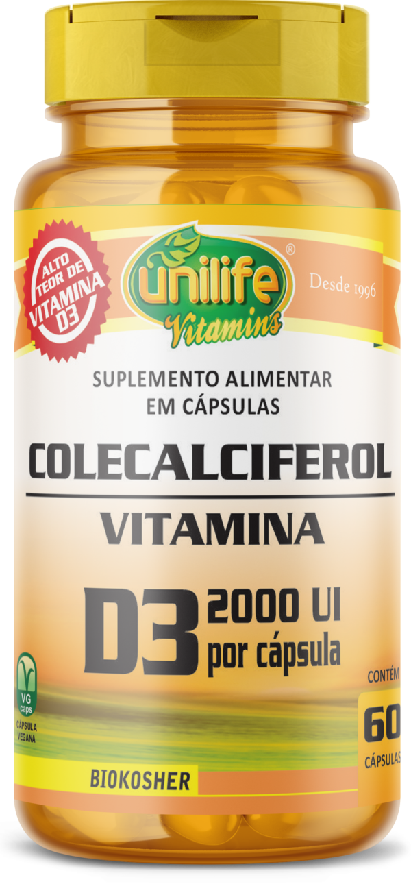 Vitamina D3 2000UI/cápsula - Colecalciferol - 60 cápsulas 470 mg | Unilife
