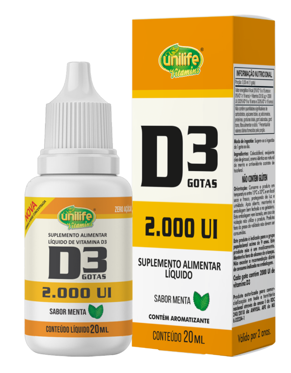 Vitamina D3 2000UI/gota - Colecalciferol Gotas 20 ml | Unilife - Imagem 2